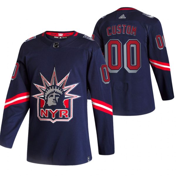 New York Rangers Trikot Benutzerdefinierte 2021 Reverse Retro Special Edition Authentic Navy